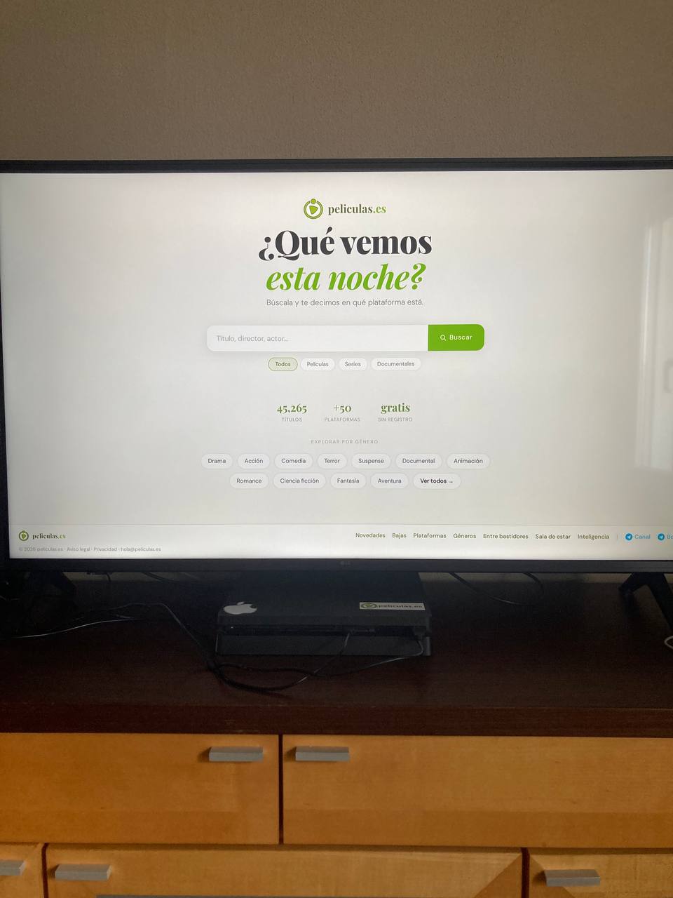 peliculas.es en el televisor